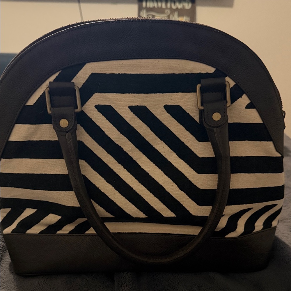 Noonday - Black and White Geometric Dome Satchel - Women Bags